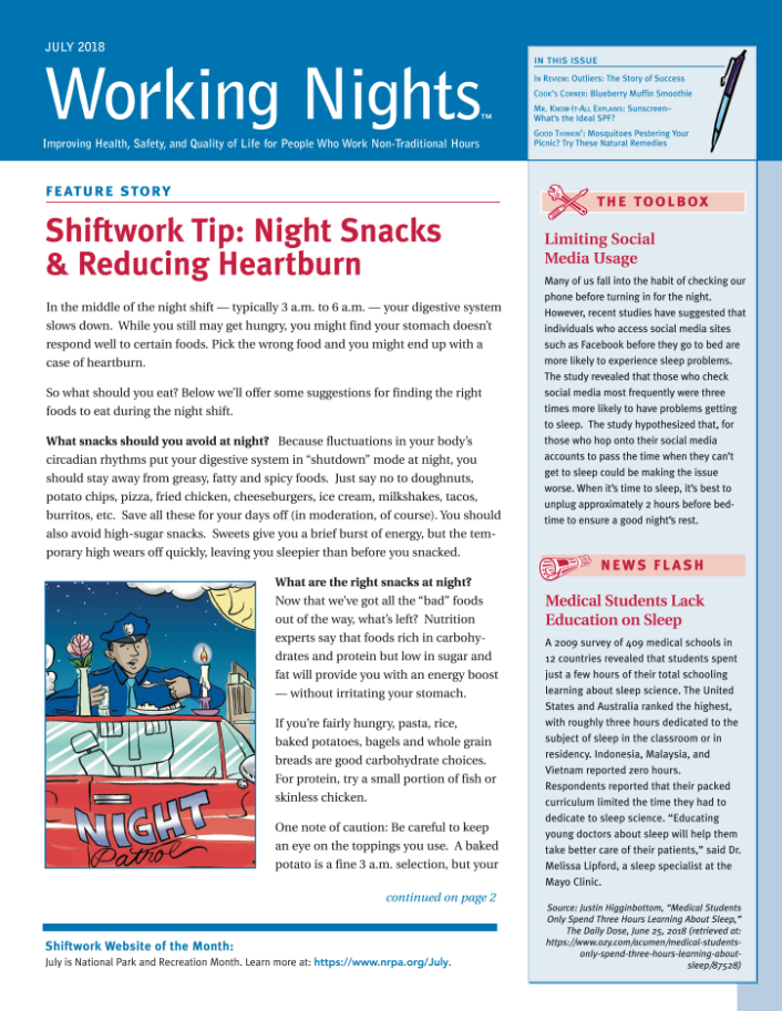 Sample: Working Nights Newsletter